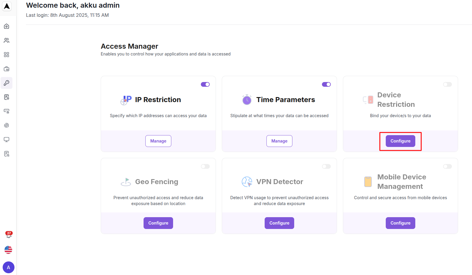 Device Restriction Interface