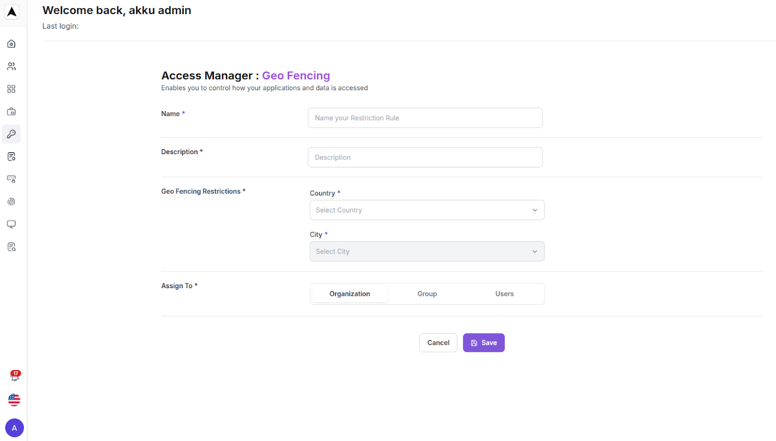 Geo Fencing Setup Interface