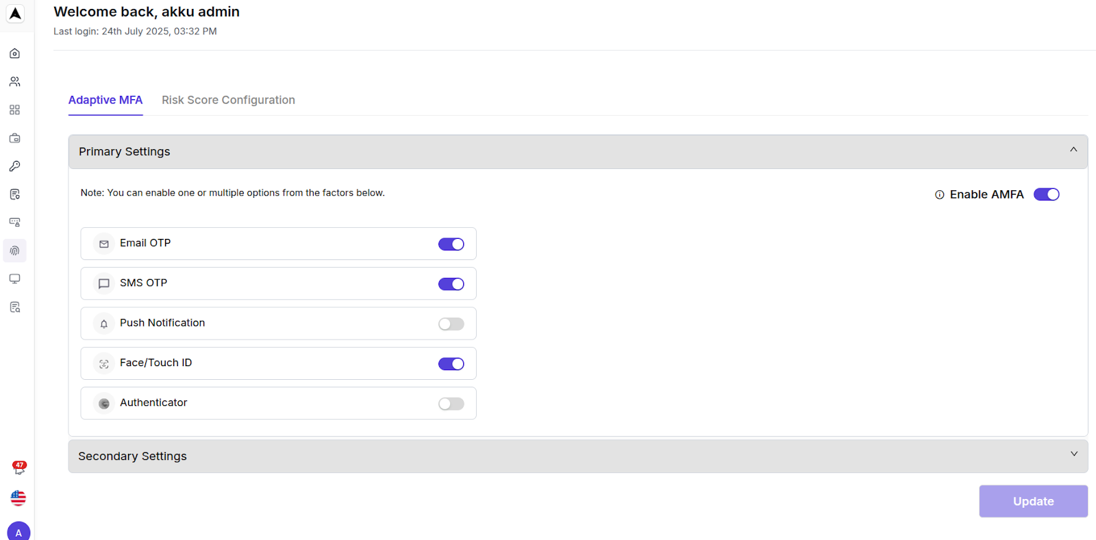 Adaptive MFA Interface