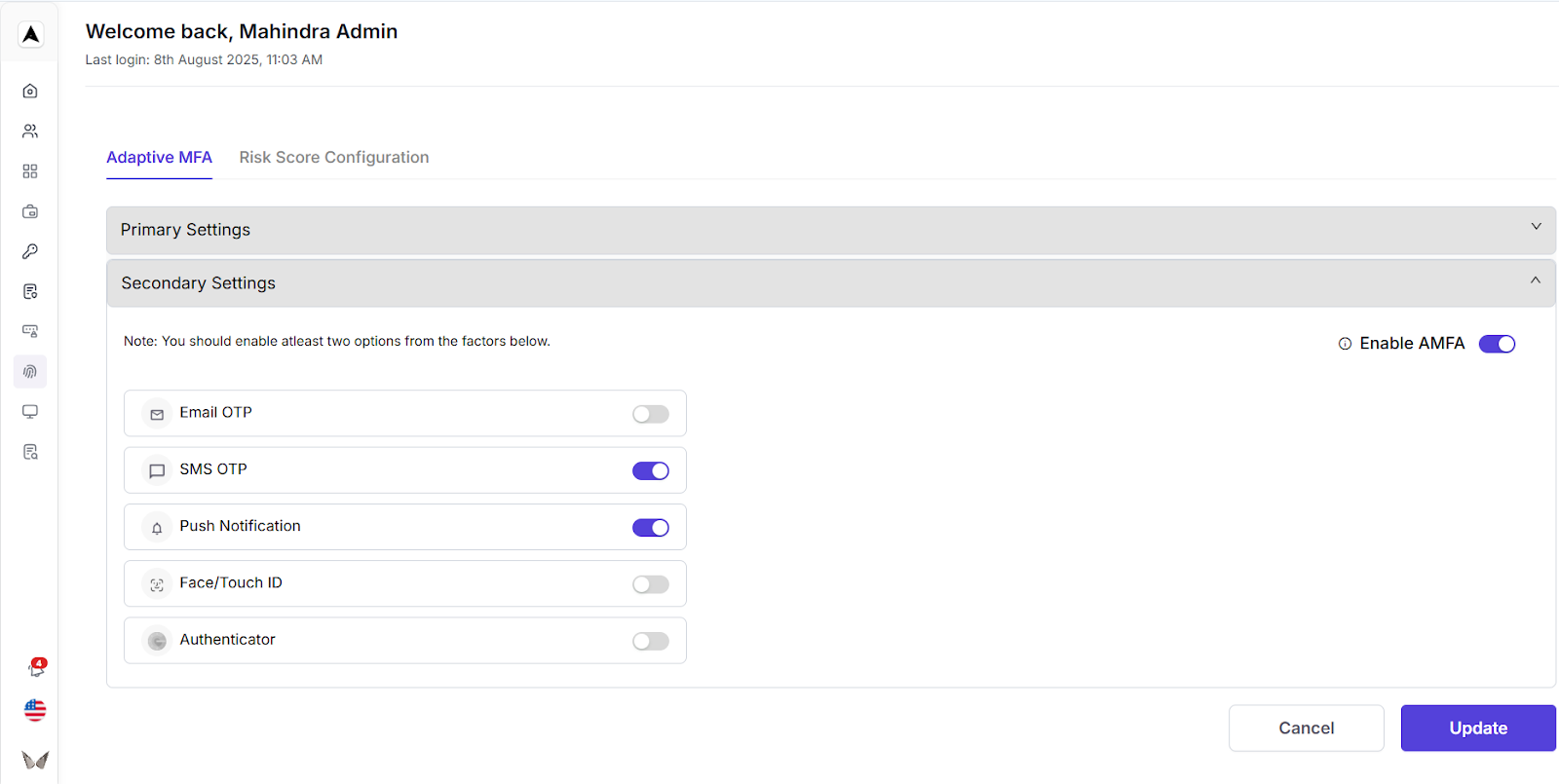 Adaptive MFA Interface
