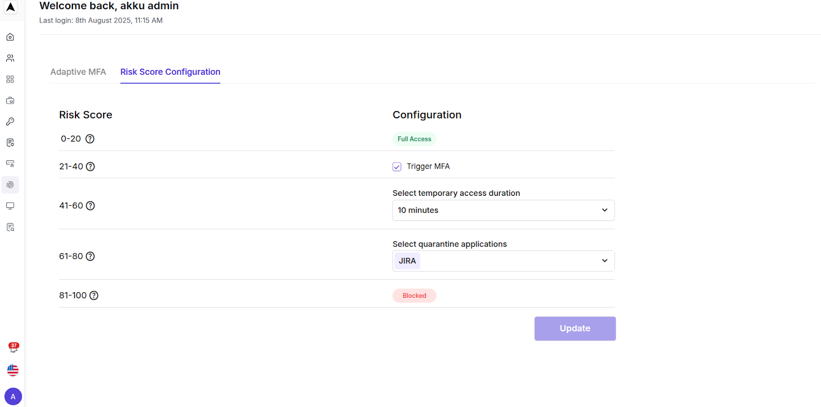 Adaptive MFA Interface