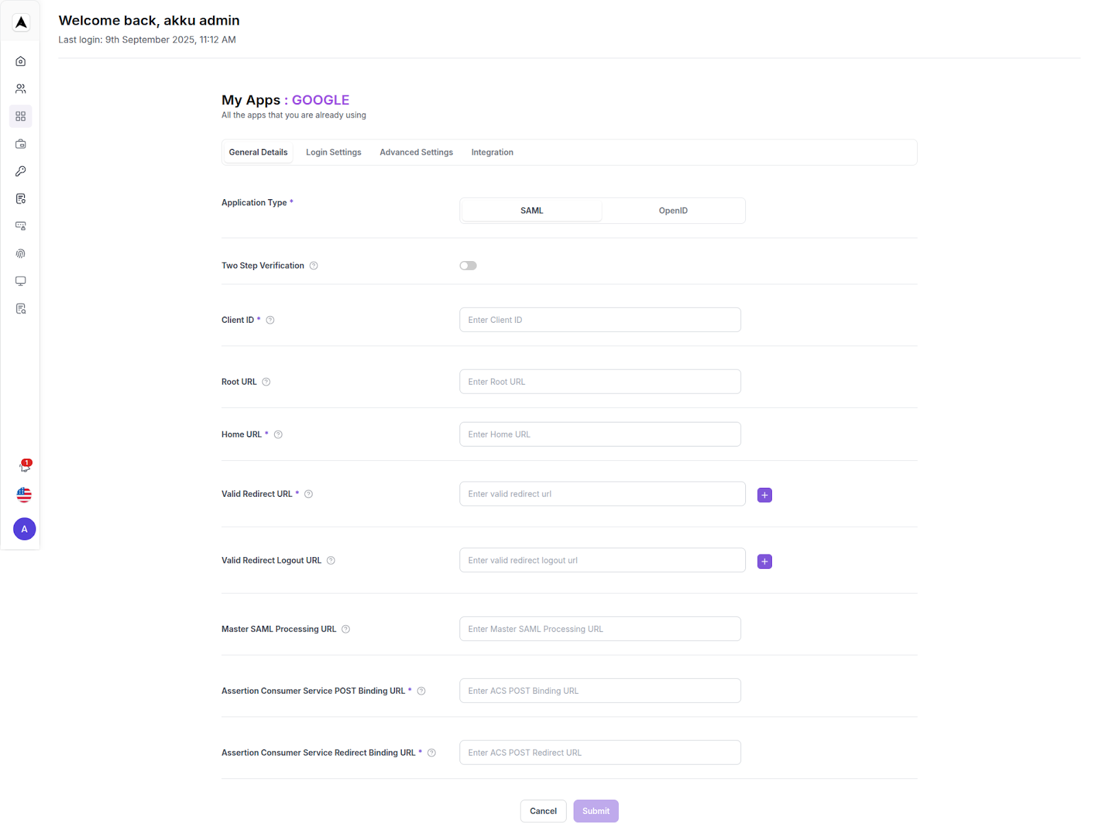 App Mangement Interface