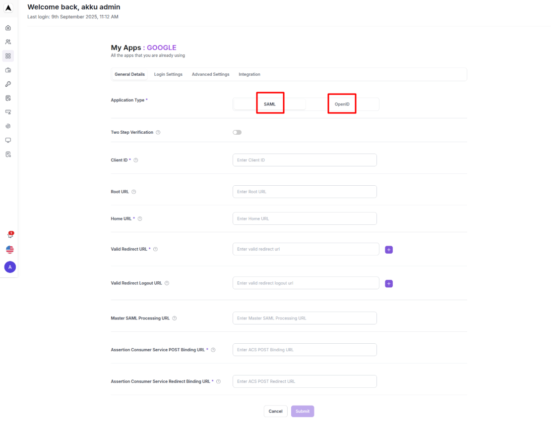 App Mangement Interface