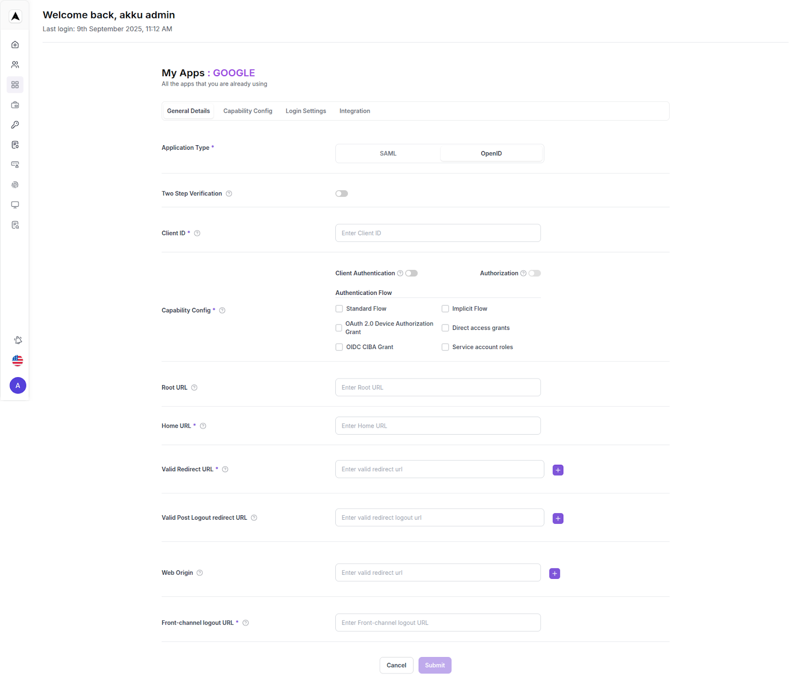 App Mangement Interface