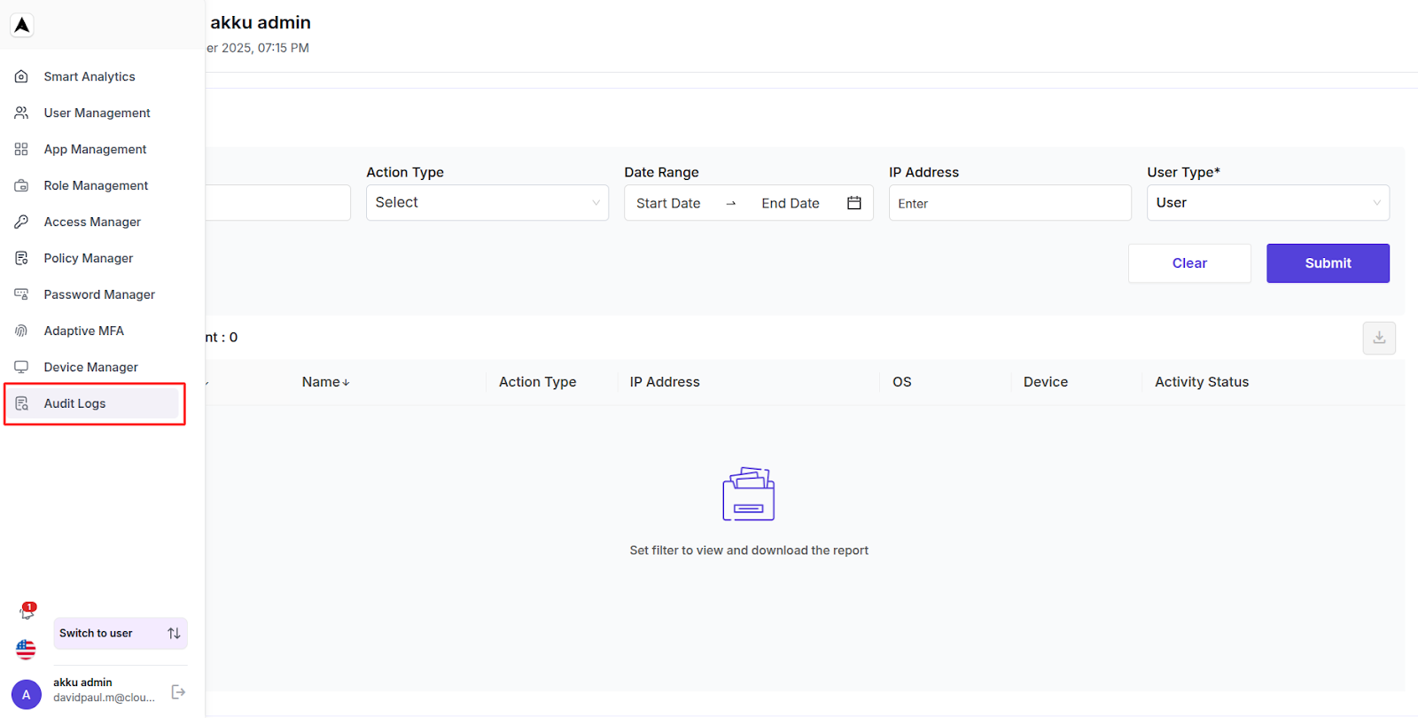 Audit Logs Interface