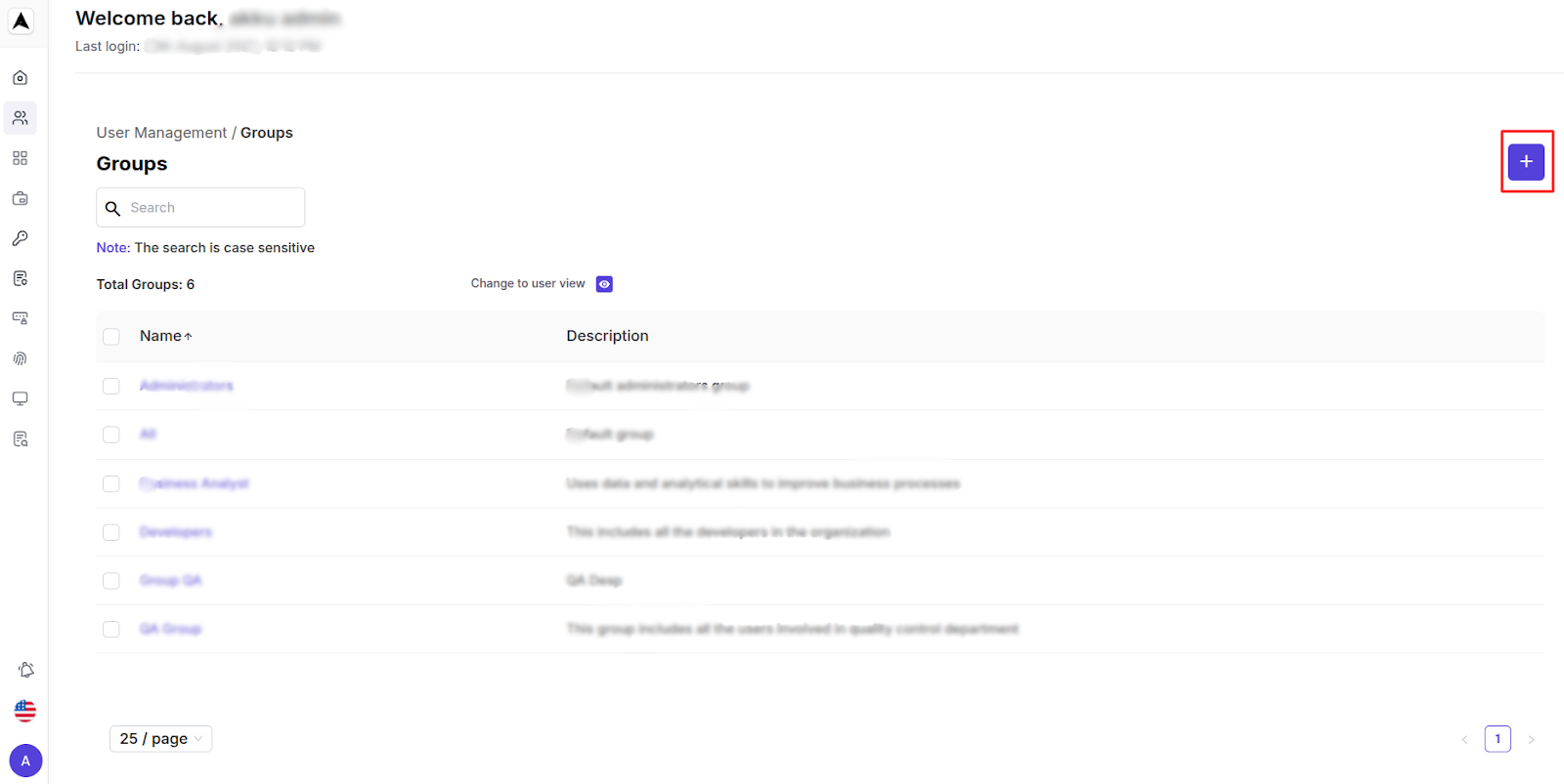Groups Mangement Interface