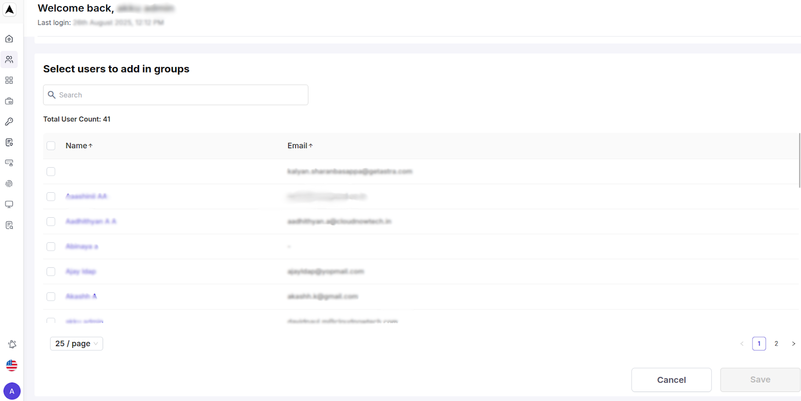 Groups Mangement Interface