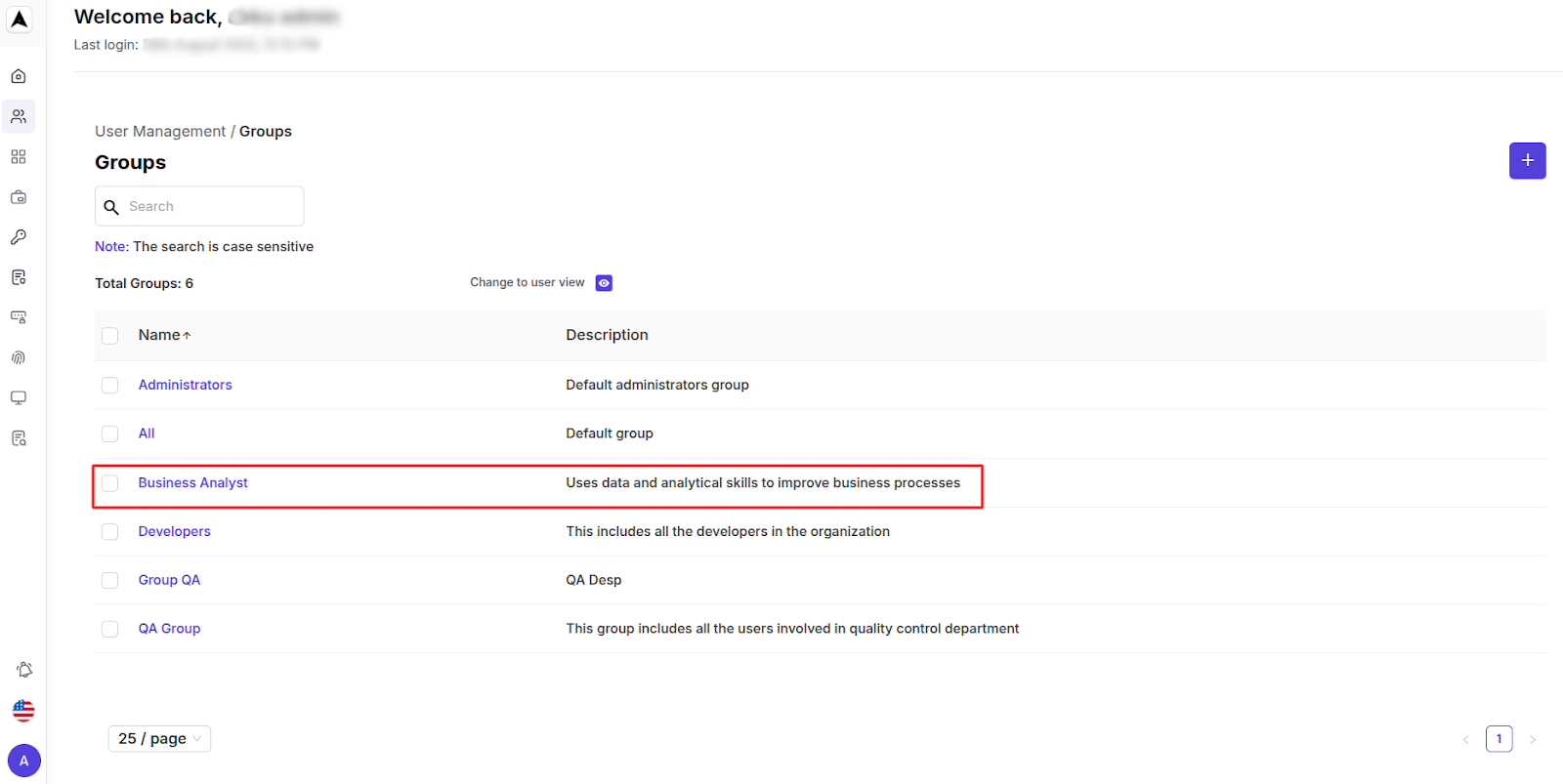 Groups Mangement Interface