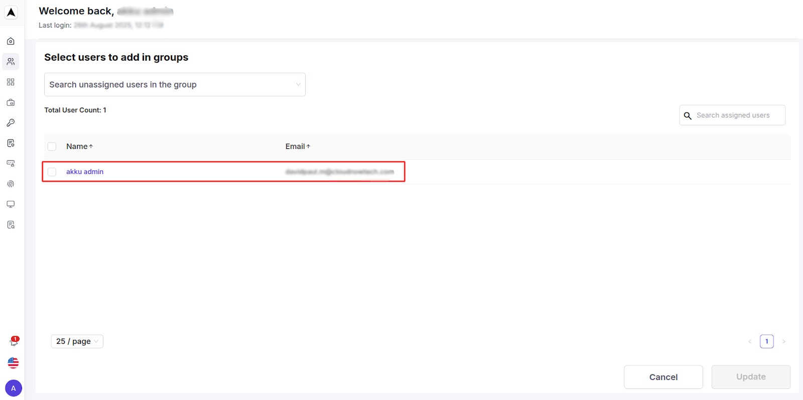 Groups Mangement Interface