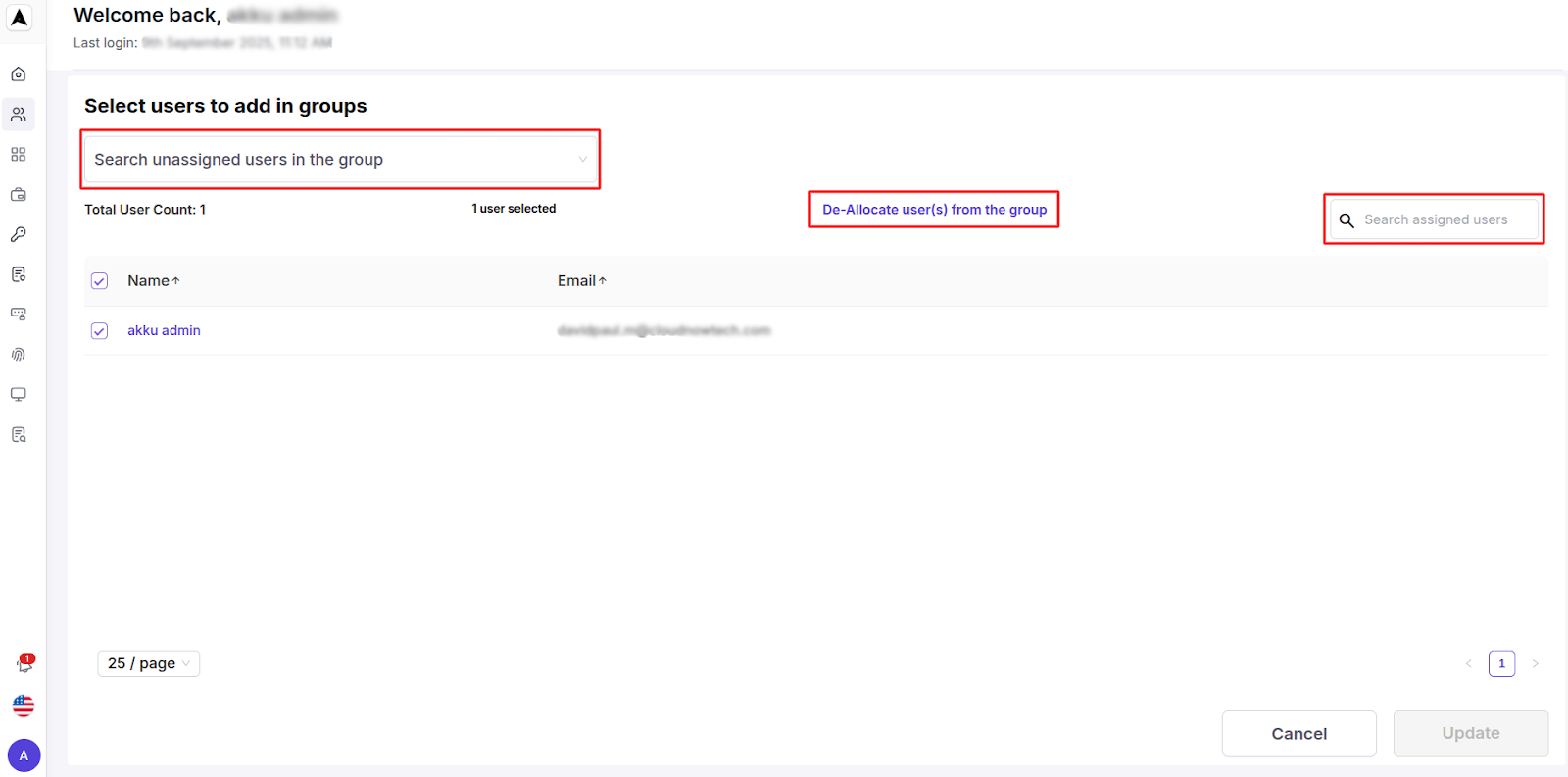 Groups Mangement Interface