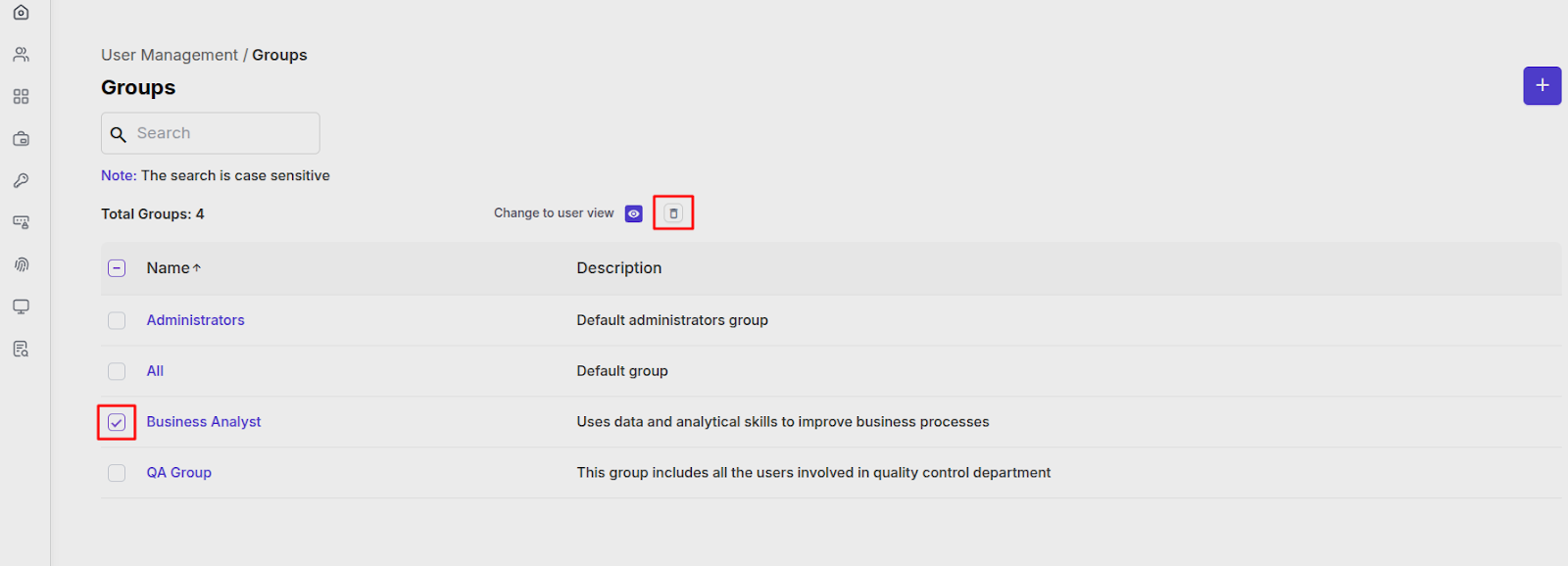 Groups Mangement Interface