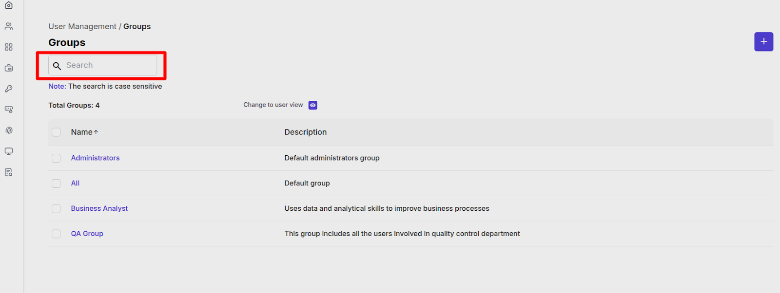 Groups Mangement Interface