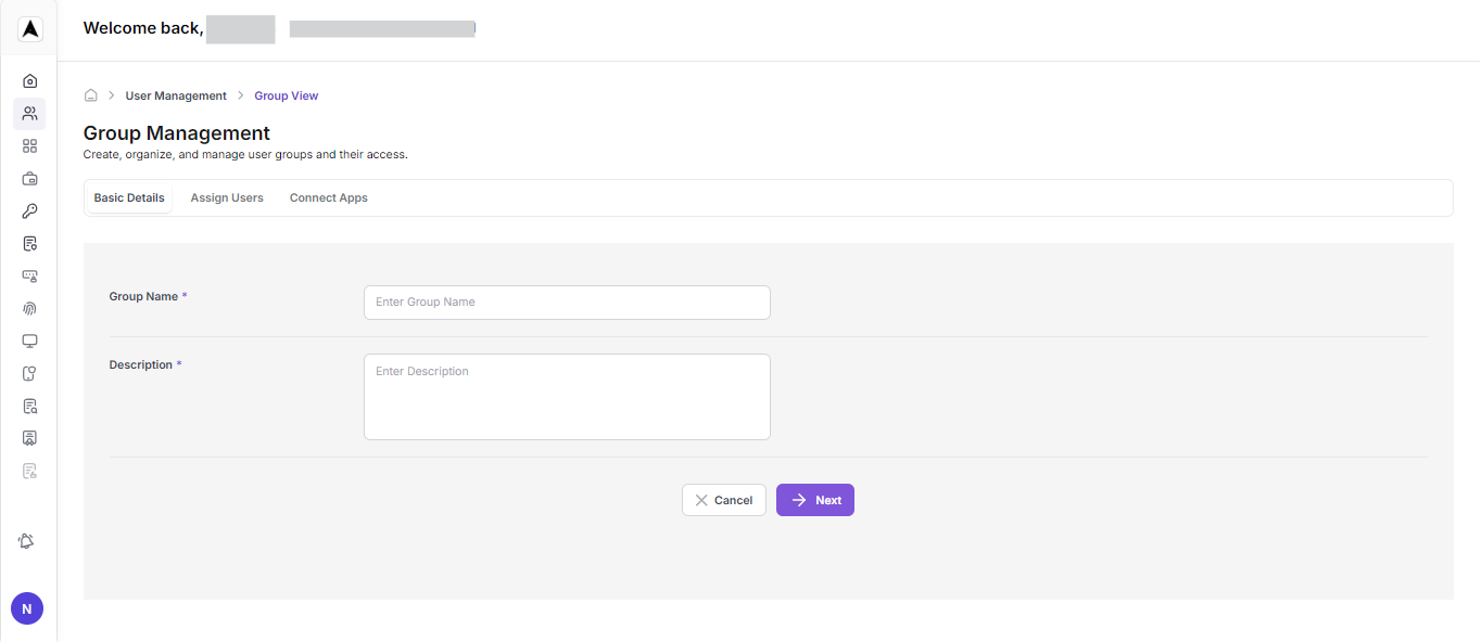 Groups Mangement Interface