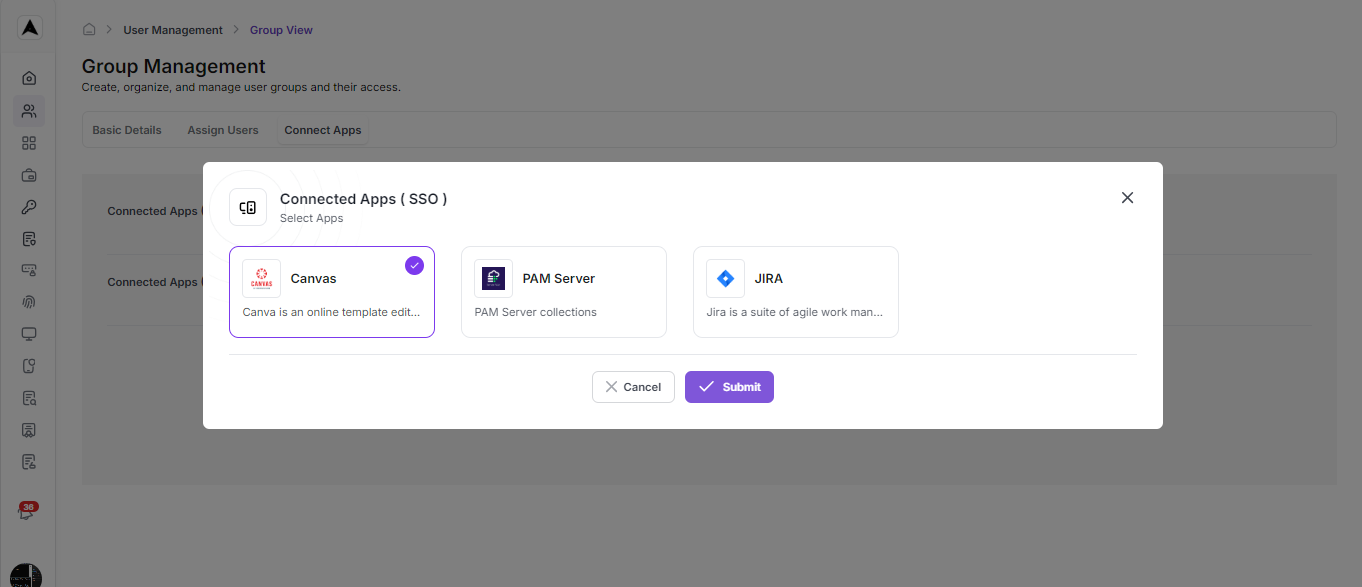 Groups Mangement Interface