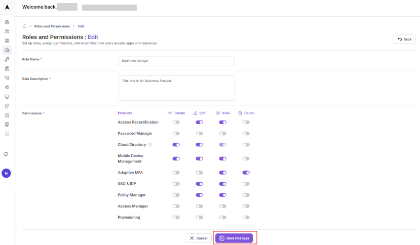 Role Management Interface
