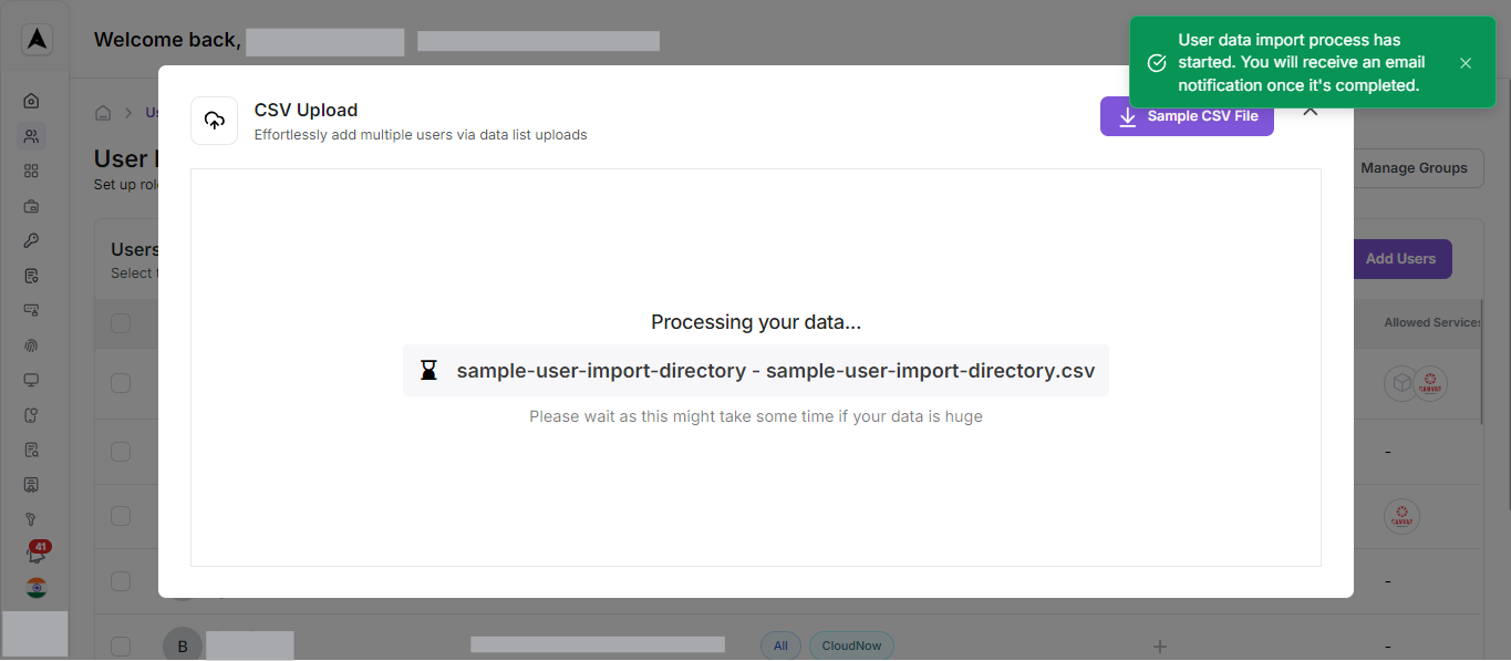 User Mangement Interface