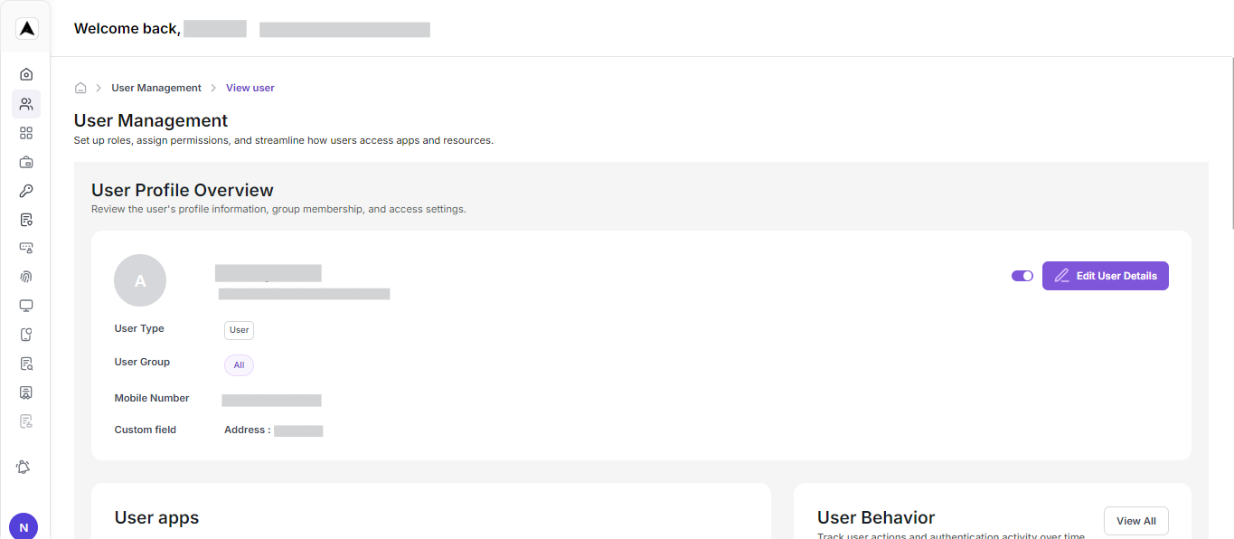 User Mangement Interface