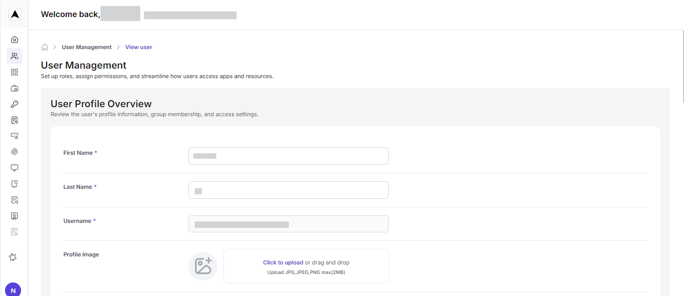 User Mangement Interface