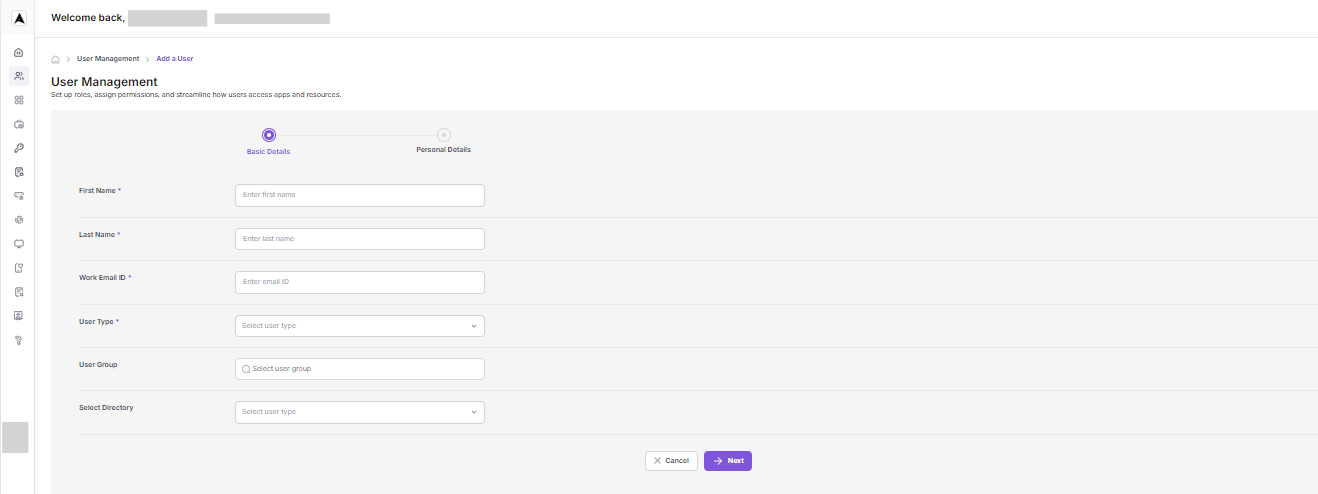 User Mangement Interface