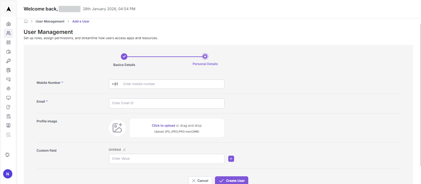 User Mangement Interface