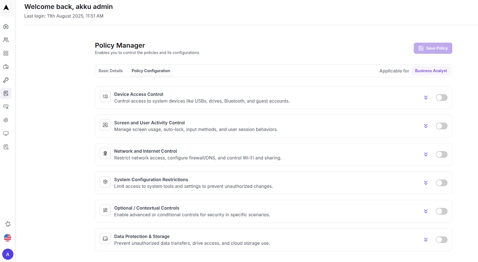 Policy Manager Interface