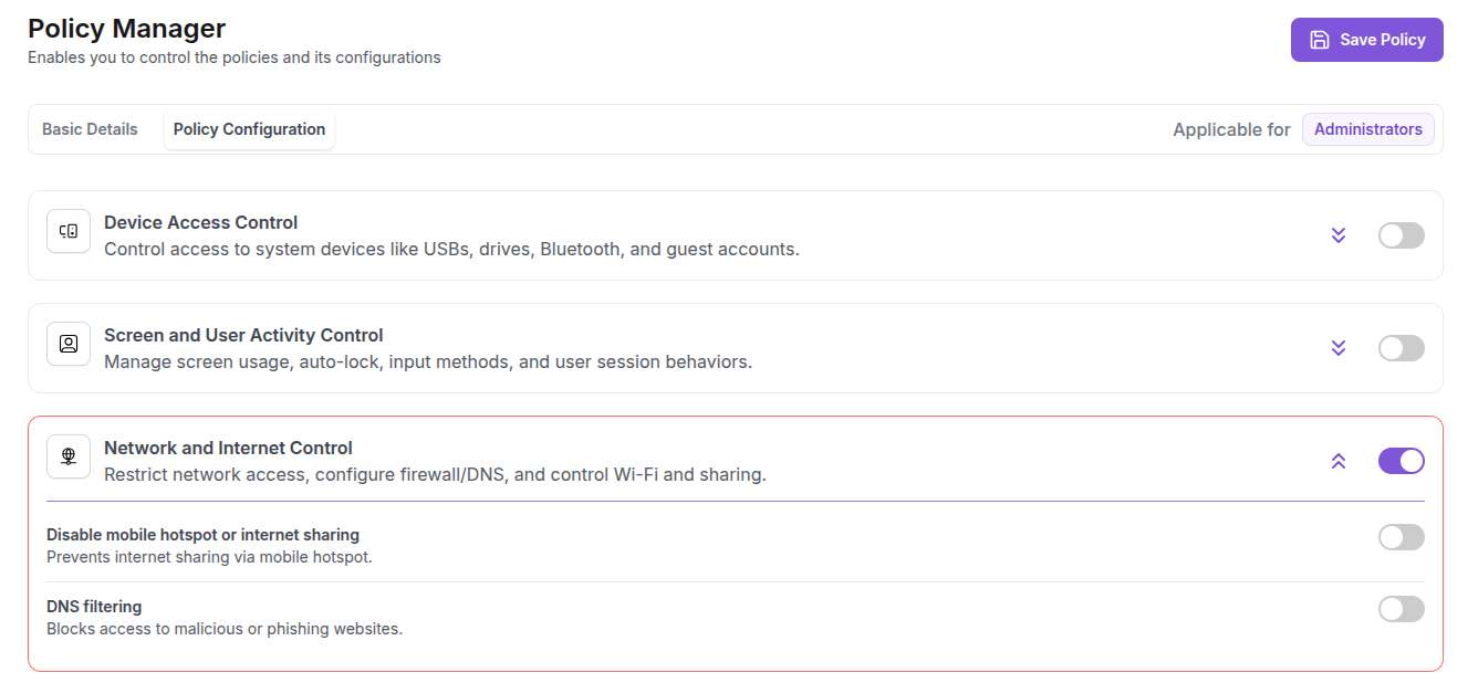 Policy Manager Interface