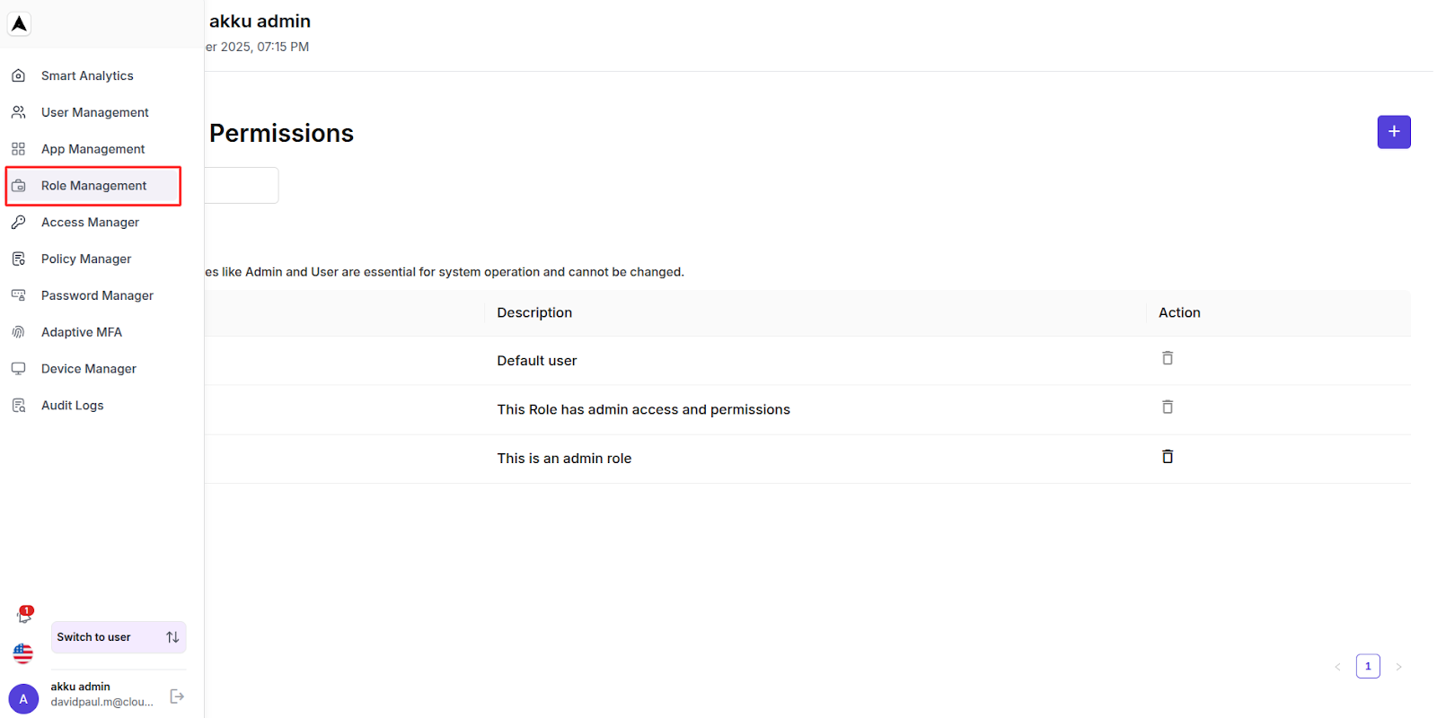 Role Management Interface