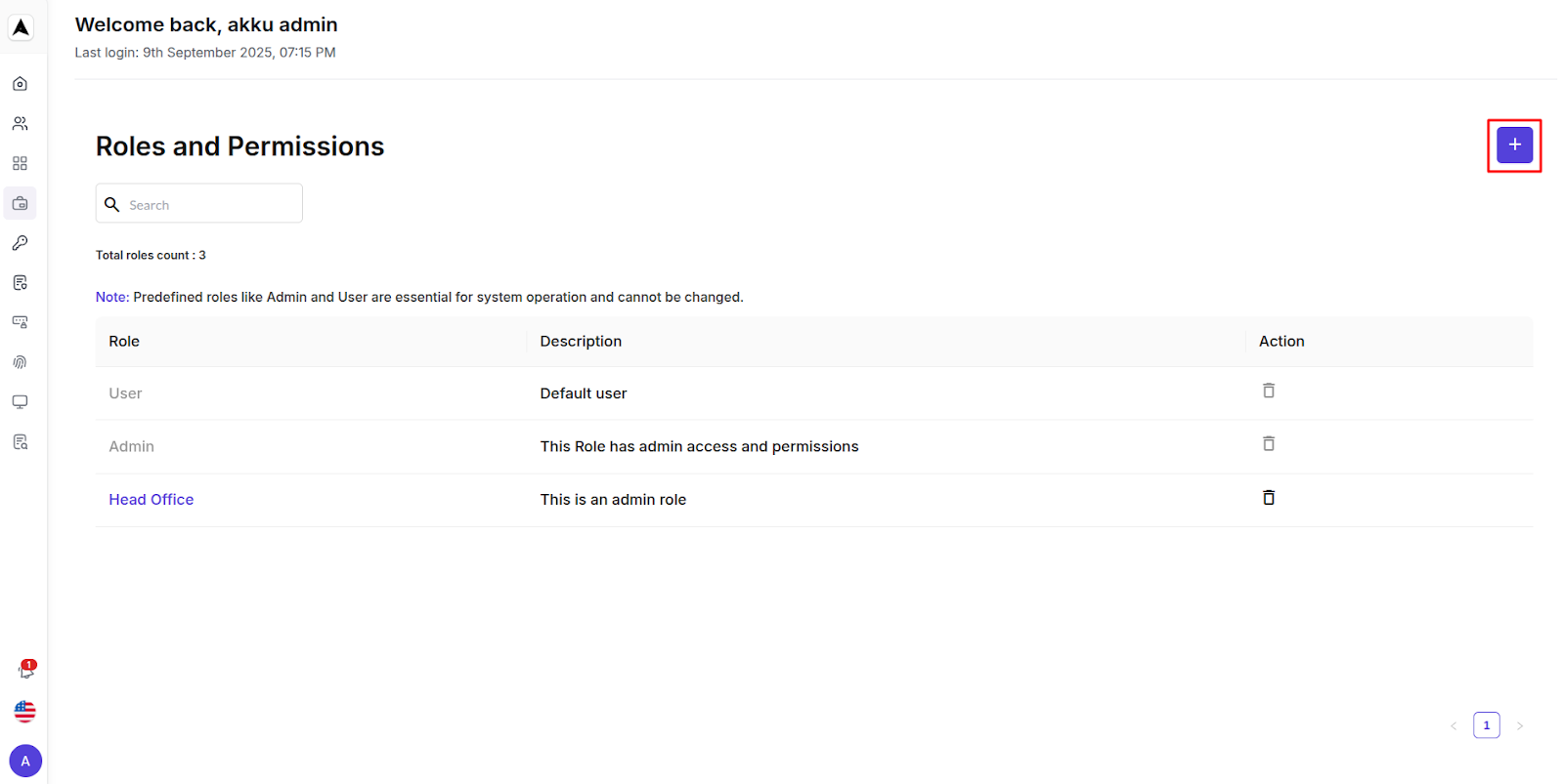 Role Management Interface