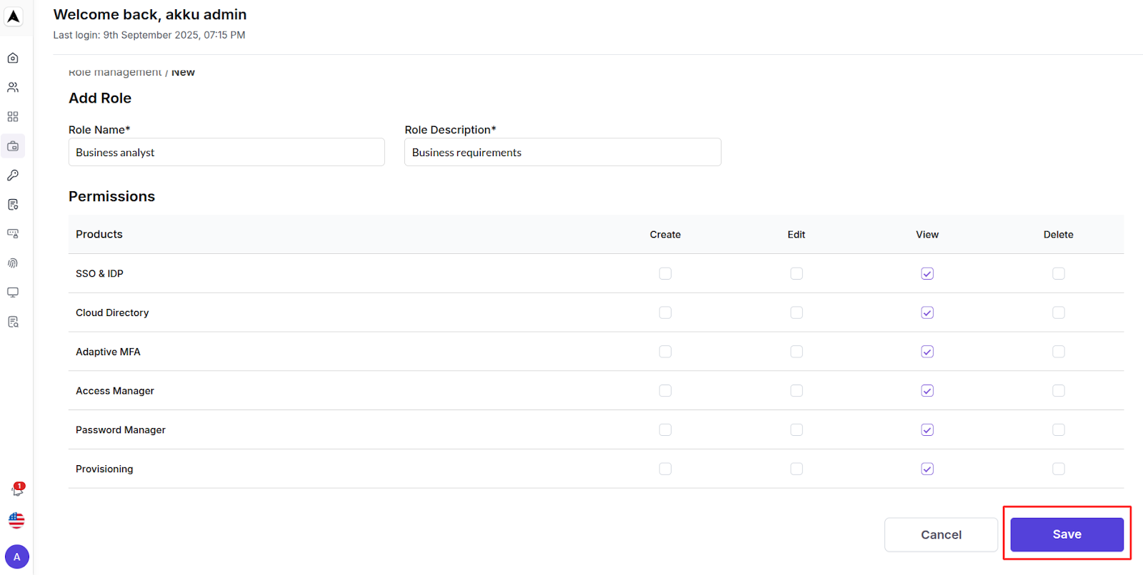 Role Management Interface