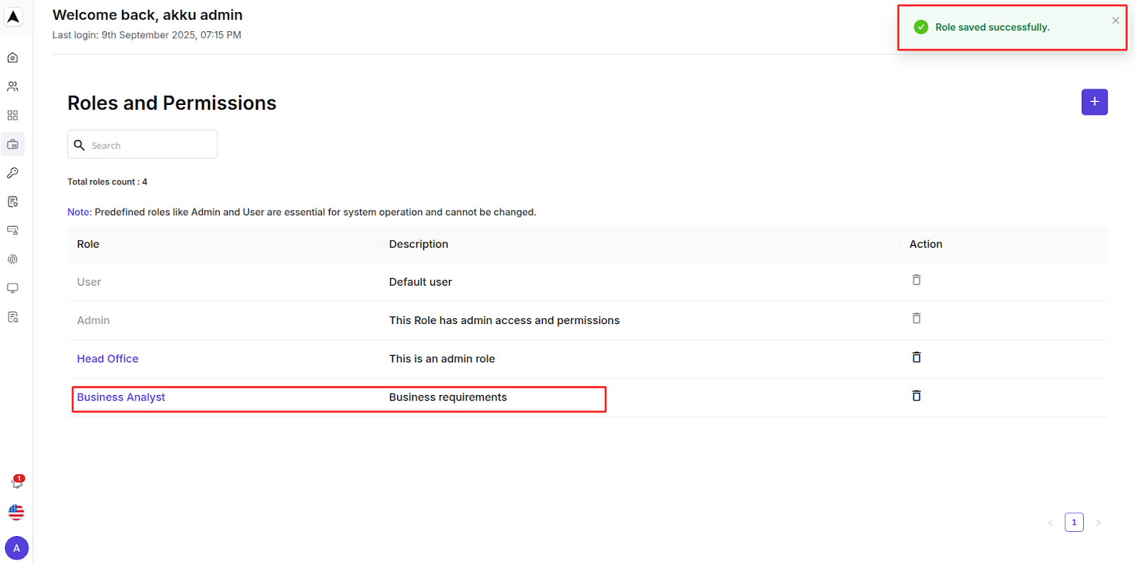 Role Management Interface