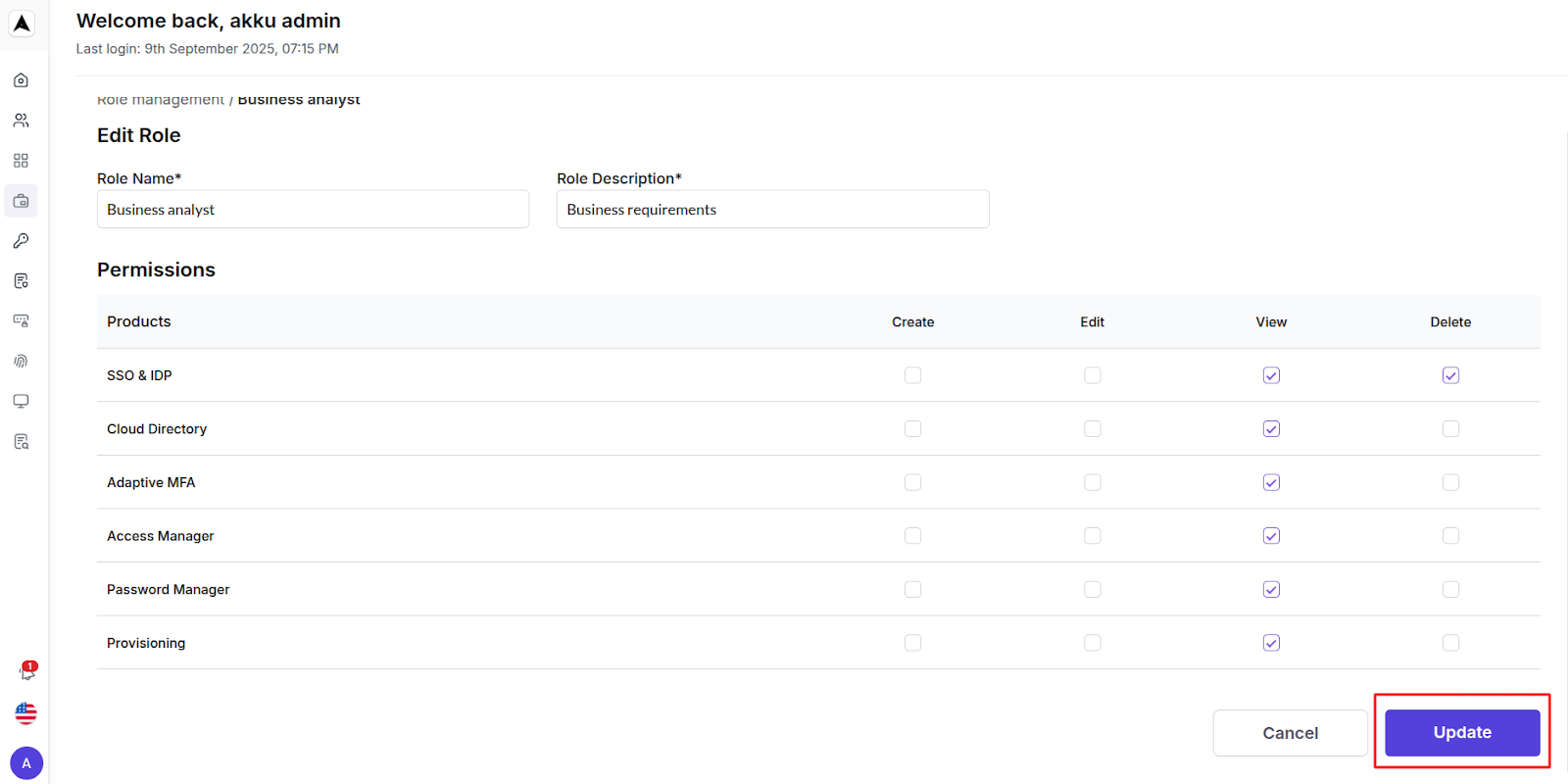 Role Management Interface
