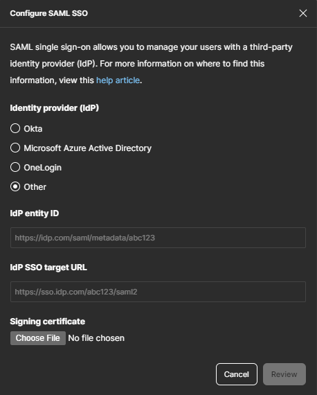 Configure Identity Provider