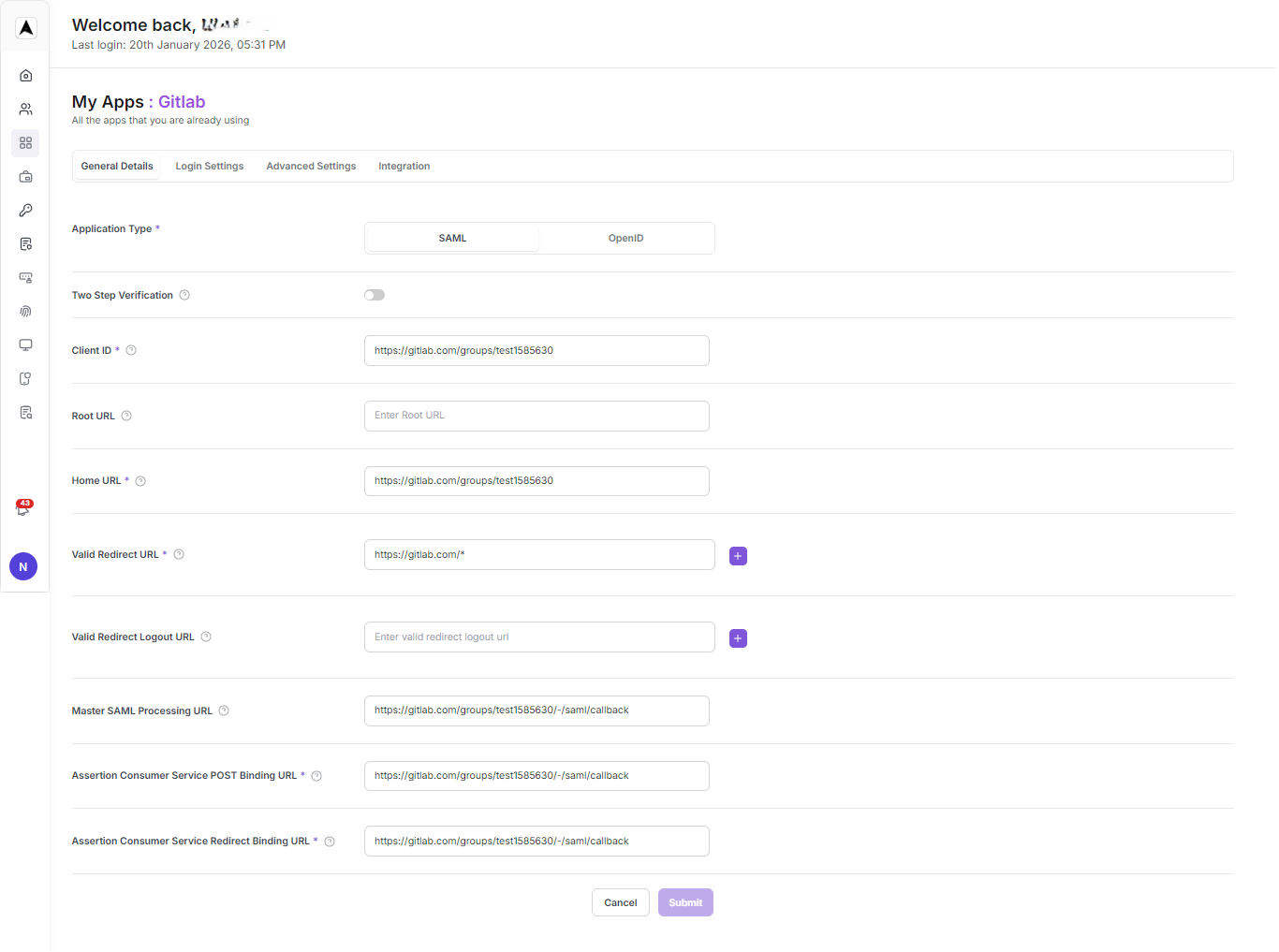 Configure User Property and NameID Format - Step 3