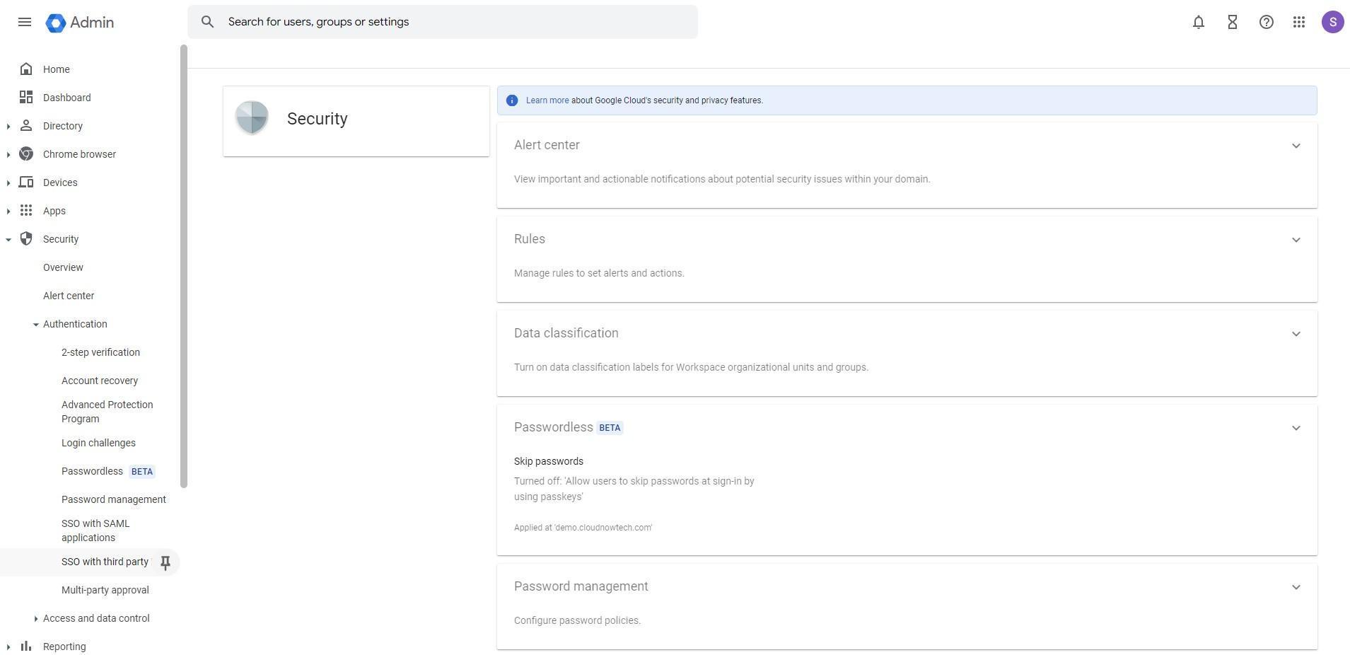 Navigate to SSO Settings