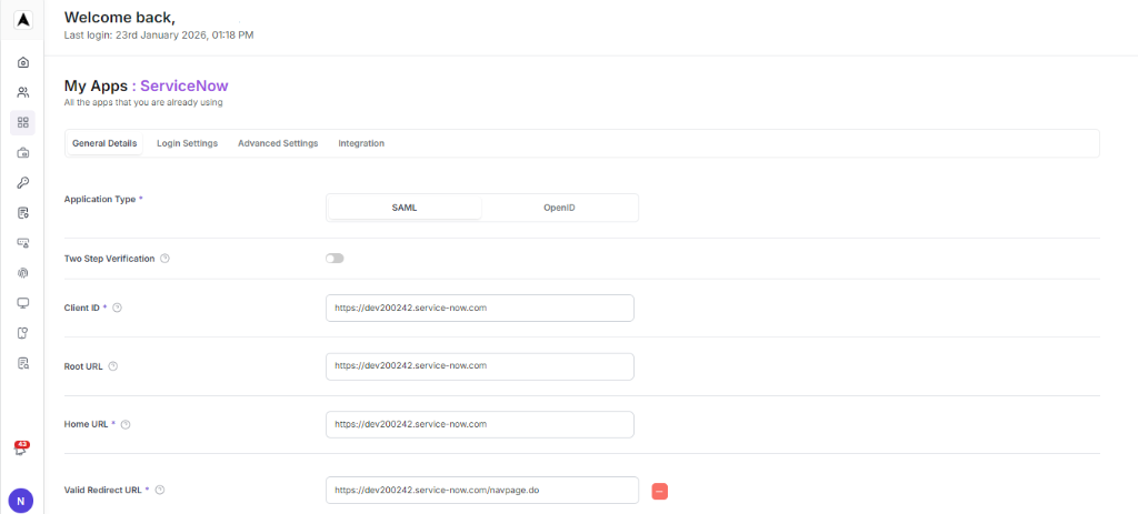 ServiceNow SSO Configuration
