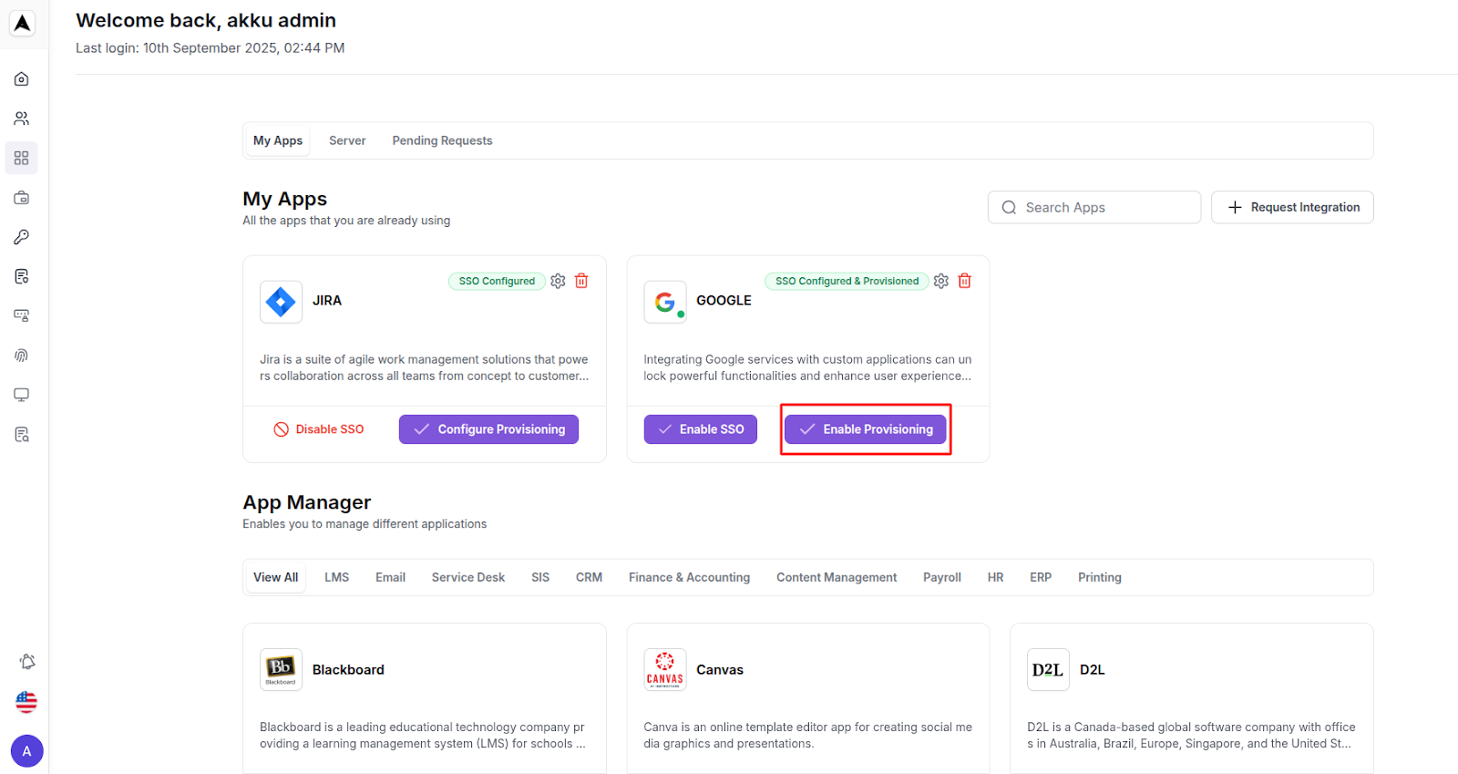 User Lifecycle Interface