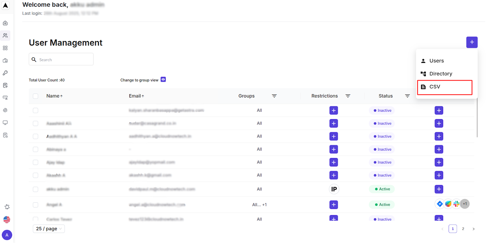 User Mangement Interface