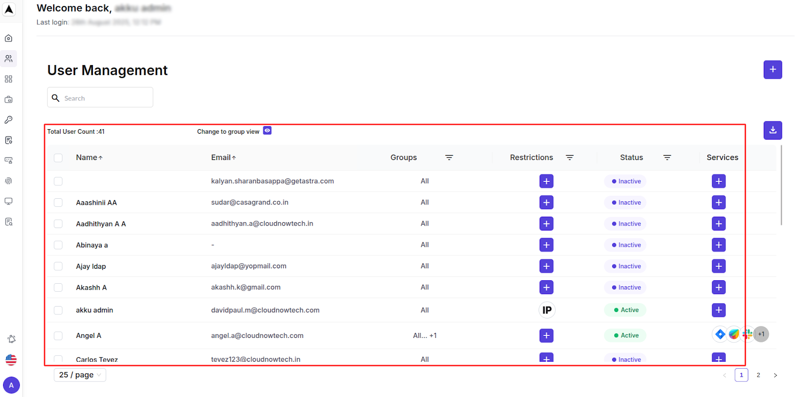 User Mangement Interface